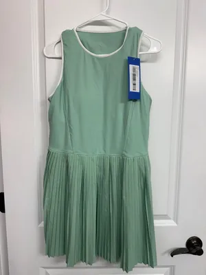NWT Athluna Green Pleated Athletic Tennis Dress Built-In Bra L thumbnail 3