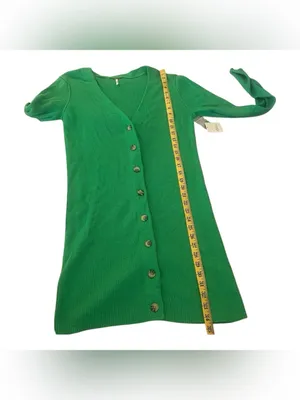 NWT Free People Green Ribbed Knit Button-Down Cardigan Mini Dress Size Large thumbnail 5