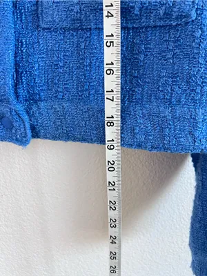 Blank NYC Women's Bright Blue Tweed‎ Moto Boxy Cropped Jacket Pockets thumbnail 6