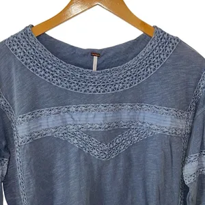 Free People Womens Boy Meets Girl Crochet Long Sleeve Top‎ Pacific Coast XS NWT thumbnail 4