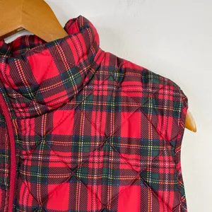 Lands End FeatherFree Quilted Insulated Puffer Vest Red Plaid Womens Plus 1X thumbnail 3