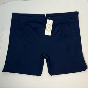 Zexxxy Navy High Waist Stretch Yoga Pants Wide Leg with Deep Pockets Size M New! thumbnail 6