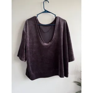 We The Free Free People Women Plum Purple Velour Oversized Scoop Back Top Small thumbnail 3