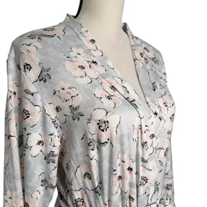 Rene Rafe Pink Blue Floral Short Robe Size L thumbnail 5