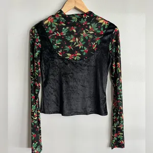 Free People Intimately Floral Mesh Velvet Burnout Top Fairycore Small thumbnail 3