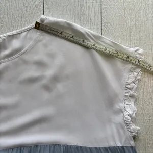 SHEIN Blue White Color Block Dress Size 14 XXL Ruffle Hem thumbnail 4