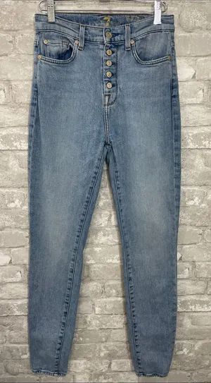 7 For All Mankind The High Waist Skinny Button-Fly Jeans thumbnail 1