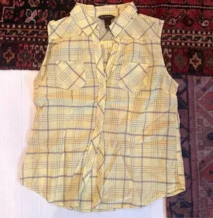 Bit & Bridle Yellow plaid sleeveless shirt thumbnail 1
