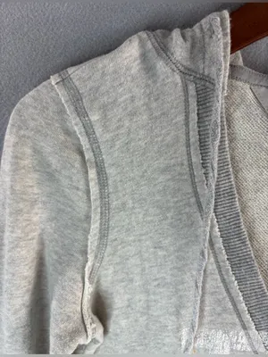 Tommy Hilfiger Jeans S Light Gray V-Neck Hoodie with Floral Patch thumbnail 1