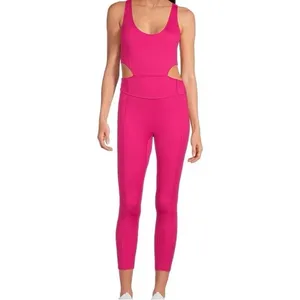 FREE PEOPLE MOVEMENT Back It Up Onesie Hot‎ Pink NWOT Size S Open Back Athletic thumbnail 5