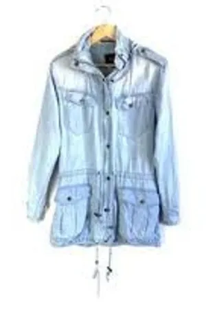 RAILS Petra Utility Jacket Anorak Hidden Hood Chambray Size Medium M GORP CASUAL thumbnail 1