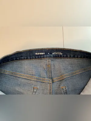 Old Navy Light Blue High-Rise Sky-Hi A-Line Jeans thumbnail 5