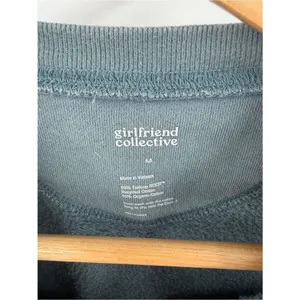 Girlfriend Collective cropped fleece teal pullover crewneck women’s M loungewear thumbnail 2