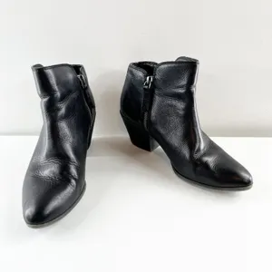 Frye Judith Leather Block Heel Almond Toe Zip Ankle Bootie Black 7 thumbnail 5