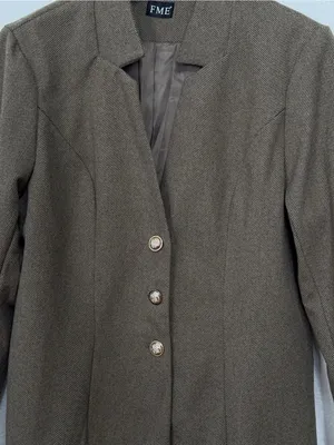 FME Brown Longline Blazer Gold Button Tailored Jacket Minimalist Quiet Luxury thumbnail 3