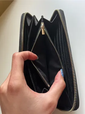 Coach Black and Gray Signature Zip Wallet thumbnail 11