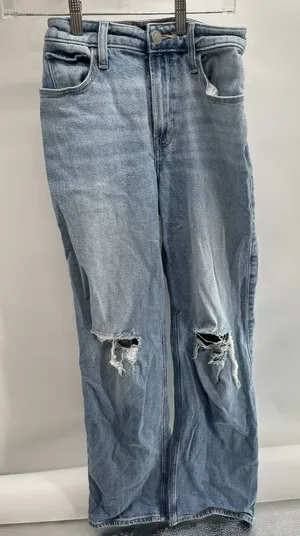 Hollister Jeans Womens‎ W25 R Ultra High-Rise Dad Fit Blue Denim Distressed thumbnail 1