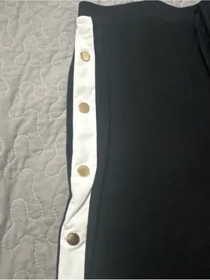 Heart & Hips Black Mini Skirt with White Snap-Trim thumbnail 2