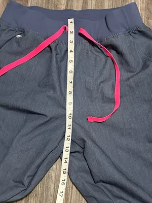 Figs Blue Jogger Scrub Pants with Pink Drawstring thumbnail 6