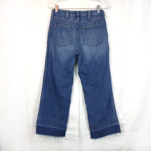Abercrombie & Fitch Cropped Stovepipe Jean Women 4R X 24.5 Blue Wide Leg Raw Hem thumbnail 5