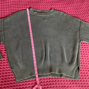 Aerie Women’s S Olive Green Ribbed Oversized Crewneck Sweater Drop Shoulder thumbnail 5