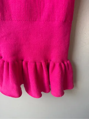 Hot Pink Ribbed Cutout Ruffle Hem Sweater Dress XS thumbnail 2