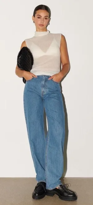 Abercrombie & Fitch Curve Love The Taper High Rise Jeans Blue Size 16 thumbnail 1