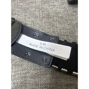 Western Style Black Belt w/ Silver Studded Details & Embossed Hardware Women S/M thumbnail 4