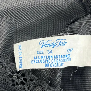 Vintage Black Vanity Fair Lace Trim V-Neck Nylon USA Adjustable Full Slip Small thumbnail 5