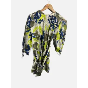 Zara Mini Dress Womens Small White Floral Tropical Wrap Tie Waist Summer Boho thumbnail 3