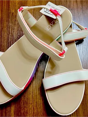 The Children's Place White Sandals with Pink Accent Trim thumbnail 2