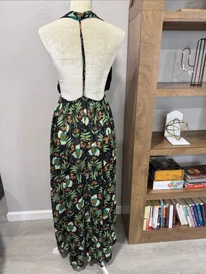 Brenda Quinn x Anthropologie Tropical Floral Resort Wear Halter Maxi Dress thumbnail 4