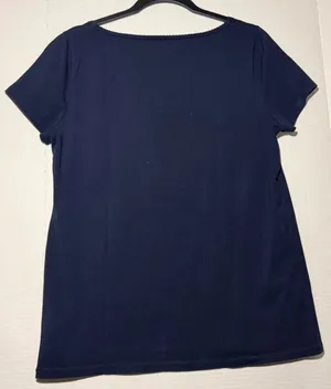 Jones New York Sport T-Shirt Size L Navy Blue Short Sleeve Scoopneck Tee thumbnail 2