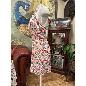 Francescas Veda Halter Mini Dress Womens Medium Floral Linen Blend NWT Summer thumbnail 5