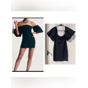 Free People Beach Black Bubbly Off Shoulder Body Con Mini Dress Size XS thumbnail 2