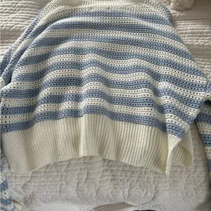 Striped Blue and White Women's Sweater thumbnail 3