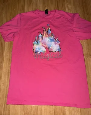 Anvil Pink Disney Magic Kingdom T Shirt Size Medium thumbnail 1