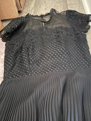 ZARA BLACK‎ GUIPURE LACE MIDI DRESS SHEER size Small thumbnail 11