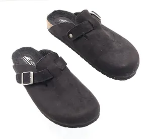 Cliffs by White Mountain Black Faux Suede Faux Fur Lined Buckle Clogs Women 8.5 thumbnail 1