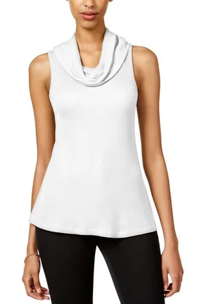 NWT Ultra Flirt Juniors Sleeveless Cowl-Neck Knit Top White S thumbnail 1