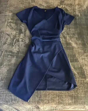 Royal Blue Wrap Front Dress thumbnail 2