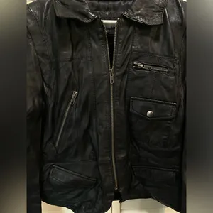 Black Rivet‎ Leather Jacket Zip Up size Large pockets NWOT thumbnail 2