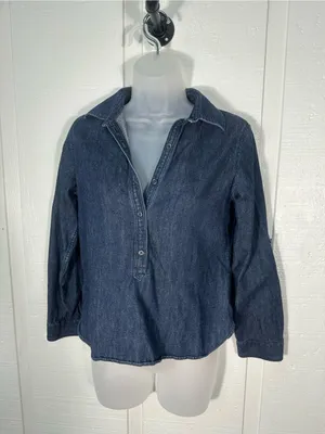Talbots Denim 3/4 Sleeve Top Size Small Petite EUC thumbnail 3