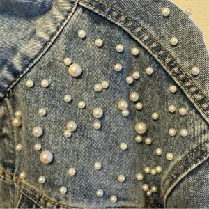 Pearl Studded Denim Jacket Blue Size L thumbnail 5