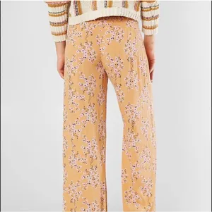 Billabong NWT Floral Yellow Wide-Leg Pants with Faux Wrap on Legs thumbnail 3