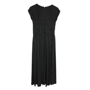 Peruvian Connection Small Black Micro Pleated V-Neck‎ Midi Dress Contemporary thumbnail 8