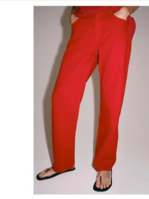 NWT ZARA ZW COLLECTION MID-RISE STRAIGHT LEG JEANS Red US -10 thumbnail 3