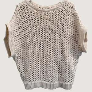 Free People Sophia Sweater Cream Crochet Open Chunky Knit Cotton Size Small thumbnail 2