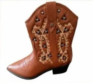 Sam & Libby Cowboy Boots Womens Size 9 Brown Western Embroidered Studded NWT thumbnail 1