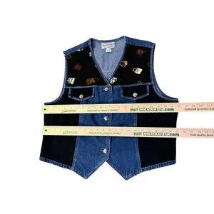 Stonebridge Denim Vest Womens XL Purse Print Western Button Front Used thumbnail 9